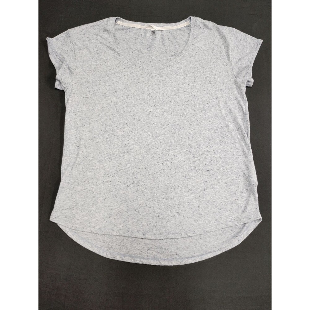 Victoria's Secret Light Heather Blue Scoop Neck Short Sleeve Tee with curved hem